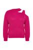 Women's Fashion Stylish Plus Size Sweater Fuchsia Window Cut Out Detailed Knitwear Sweater