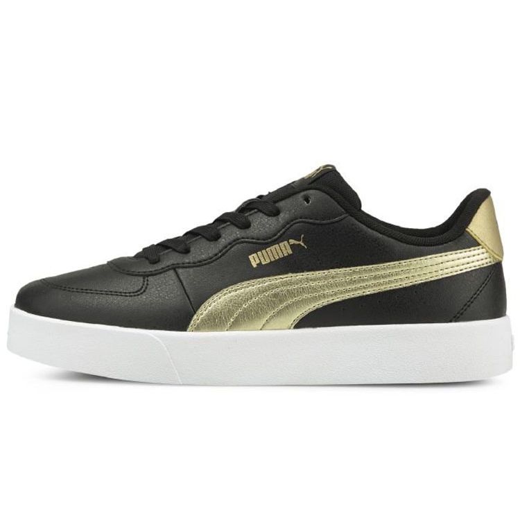 Puma Skye Clean Durable Lightweight Low-Top Sneakers Women Sneakers Black Gold 381106-01