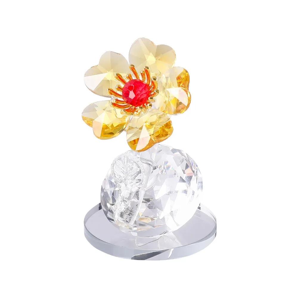 

Handcraft Crystal Flower Statue Ornament Clear Base Artificial Flower Figurine Rose Tulip High Transparence