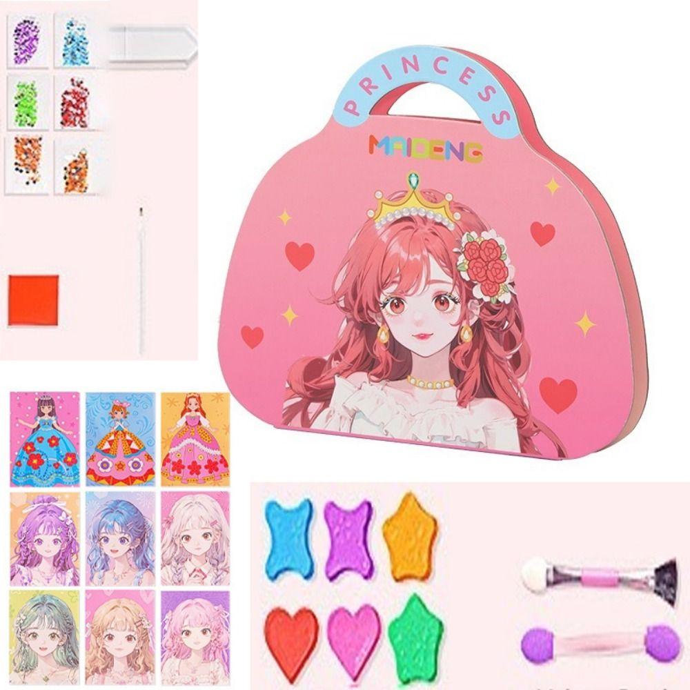 3 in 1 DIY Princess Makeup Set Diamond Coloring Painting Kits New Paper Art Craft Kits  Kids