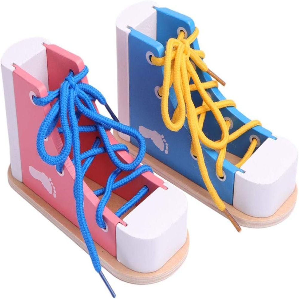 Lacing Sneaker Montessori Tie-Up Shoe Puzzle Toy Wearing Shoes with Shoelaces Toy  Kids Gift