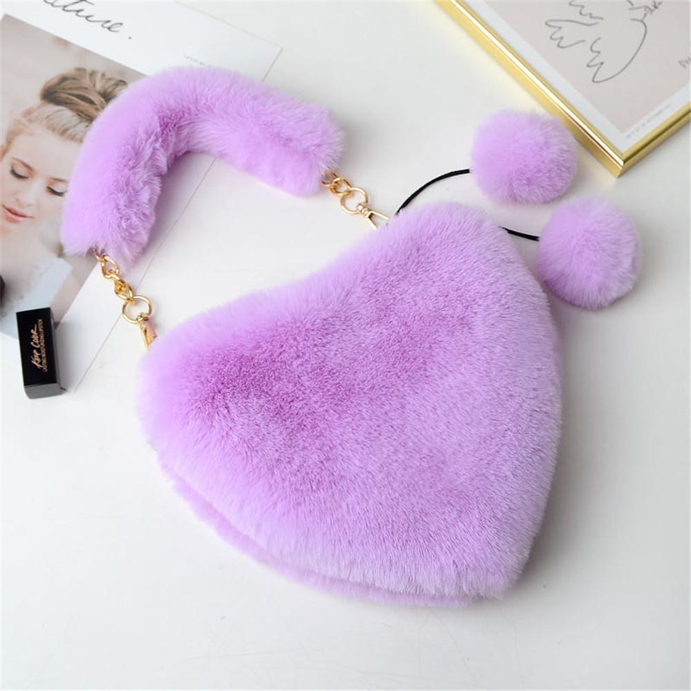 E-commerce, New Handbag Bag, Plush Love Bag, Portable Peach Heart Bag, Chain Bag, Shoulder Messenger Bag.