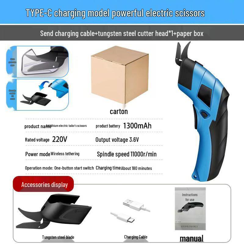 Electric Rotary Cutter: Fabric Cutting Wheel and Scissors for Sewing.