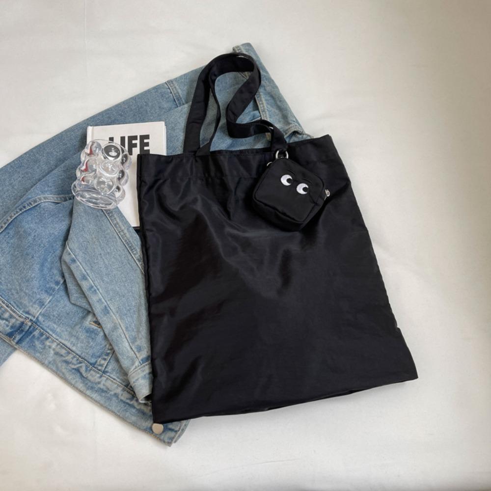 With Storage Bag Solid Color Shoulder Bag Shopping Bag Colorful Handbag  Students