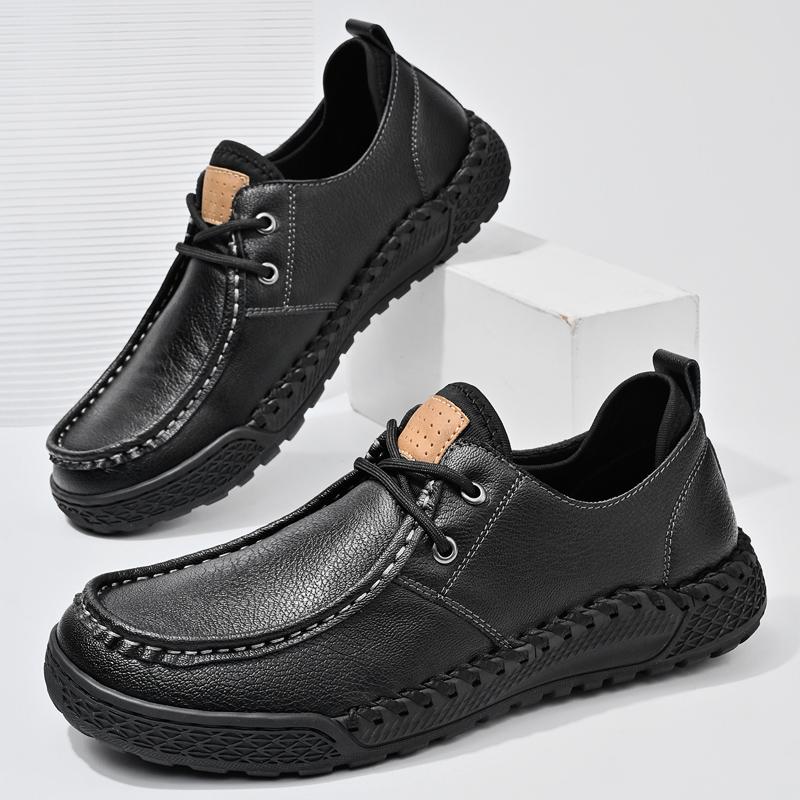 Fashion Leather Shoes Man Casual Loafers Luxury Design Slip on Male Dress Shoes Leisure Style Big Size Outdoor Wear-resistant Sole