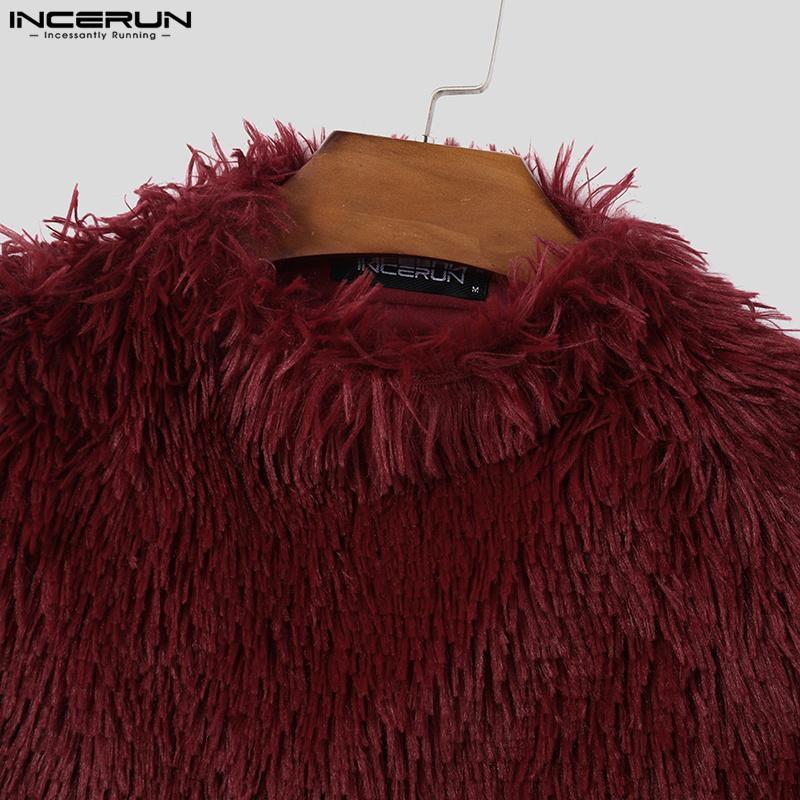 INCERUN Men Sleeveless Irregular Furry Tank Tops Vest