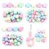 6Pcs Acrylic Large Hole Beads Colorful Flowers Stars Love Heart Shape Loose Beads DIY Bracelet Phone Chain Jewelry Accessories