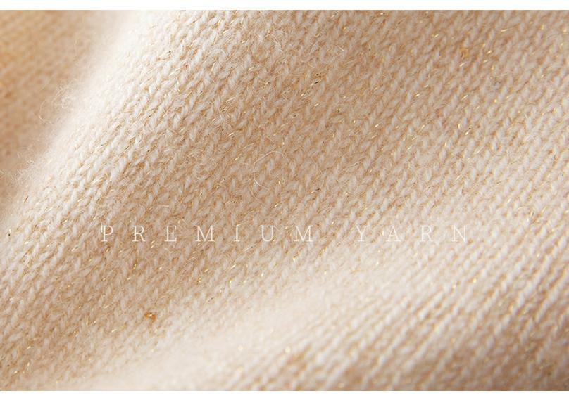 Women's Sequined Cashmere Sweater - Thickened Roll-Edge Round Neck, Versatile Autumn/Winter Casual Knit Base Layer