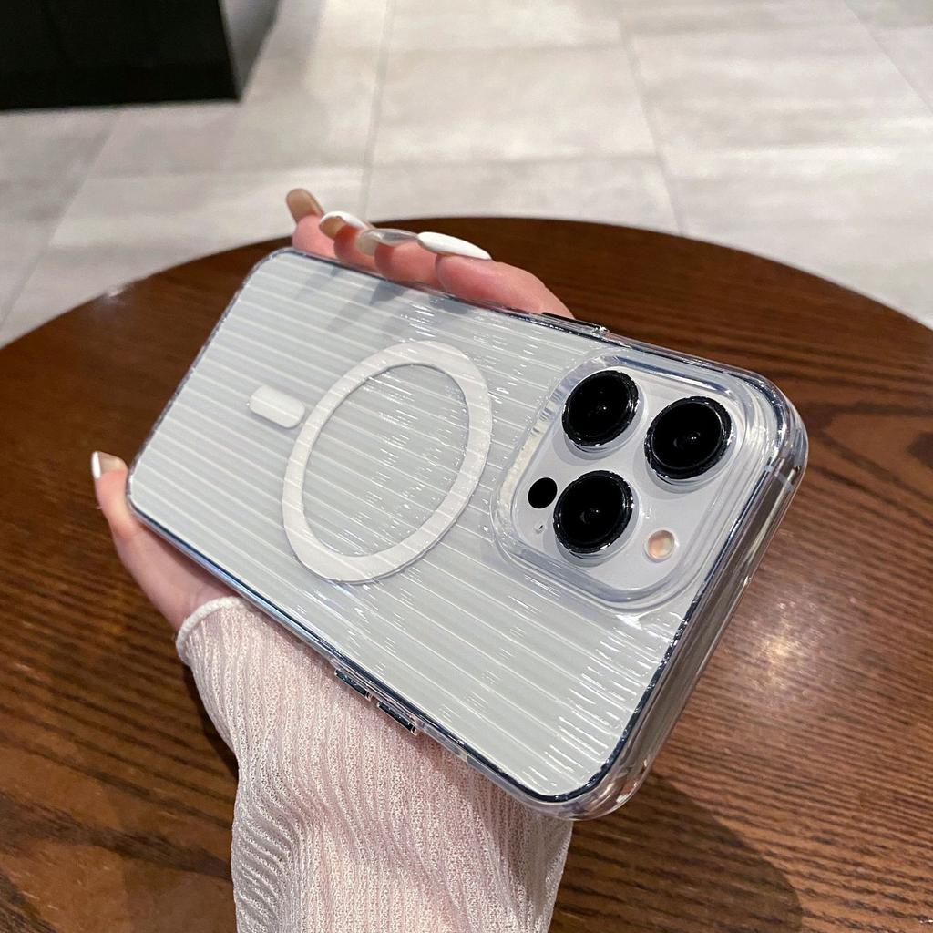 New Luggage Stripes Apply To iPhone15Pro Max Apple 16 Mobile Phone Case 13/14 Soft Case Magnetic Case