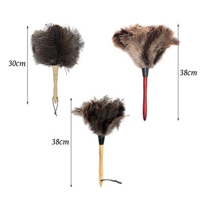 Dust Removal Ostrich Feather Brush Wooden Hand Household Car Clean Feather Duster Anti-Static Vehicle Dust Removal Cleaning Tool