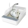 Toilet with Spoon High Sided Semi Enclosed Portable Cat Litter Tray Sand Box for Indoor Cats
