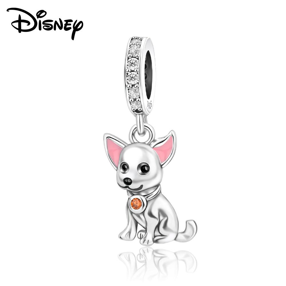 Disney 925 Silver Mickey and Flower Fairy Pendant Beads Suitable for Girls To DIY Original Bracelets Fashion Gifts