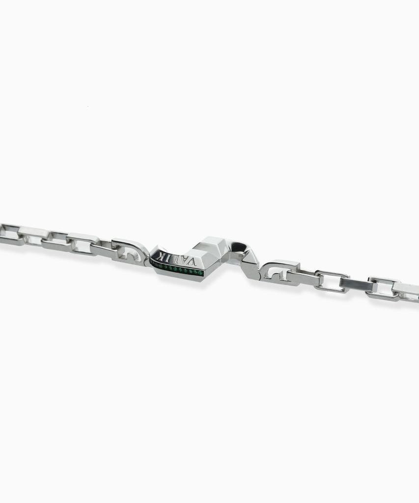 Valik [925 Silver] No.45 Signature Line-Setting Toggle Bar Bracelet Ver.Green