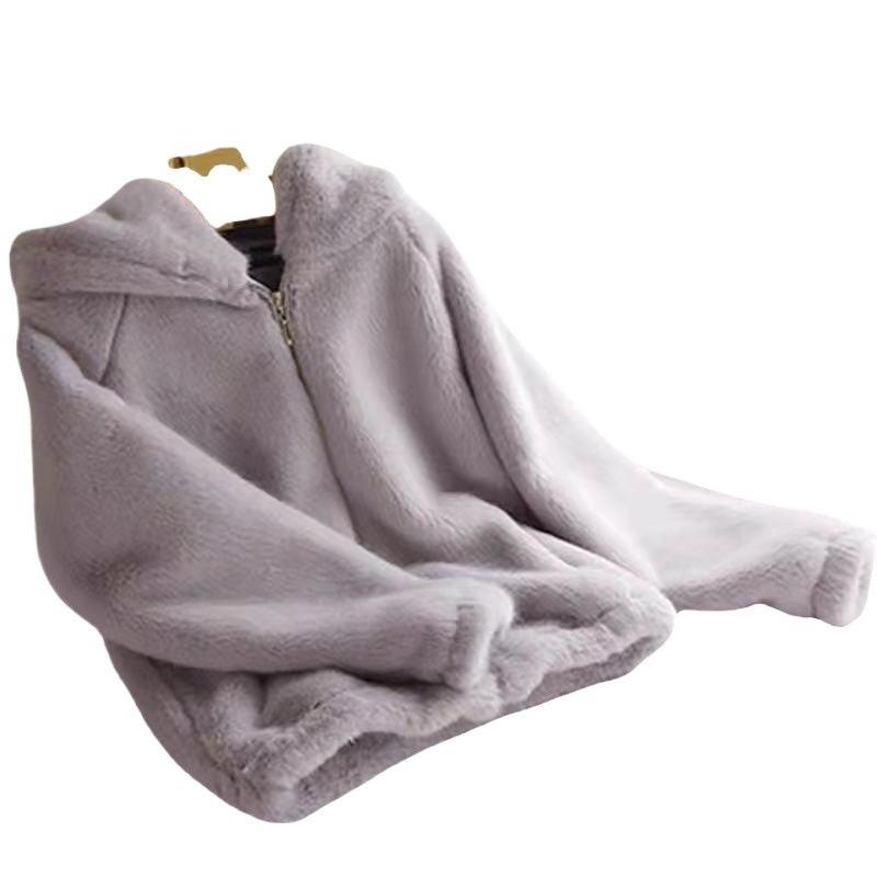 Autumn and Winter Plush Imitation Fur Coat Women's Imitation Mink Hair Loose Thickened Hooded
