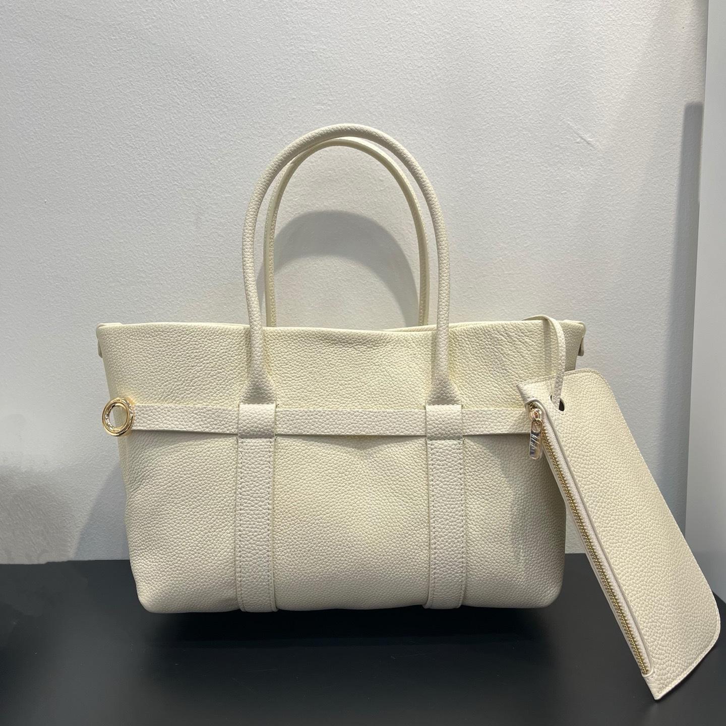 

Top Layer Cowhide 2025 New Product Fashionable Casual Simple Style Handheld Handbag Solid Color Package Leisure Bag 27x12x19cm белый