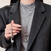 Silver Earphone Pendant Necklace: Versatile, Fashionable Sweater Chain for Autumn/Winter - High-End Niche Design