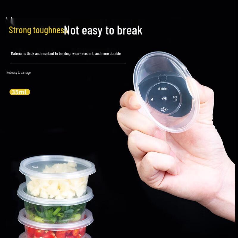 Fangcaodi 25ml Disposable Plastic Sauce Containers with Lids, 100-Pack