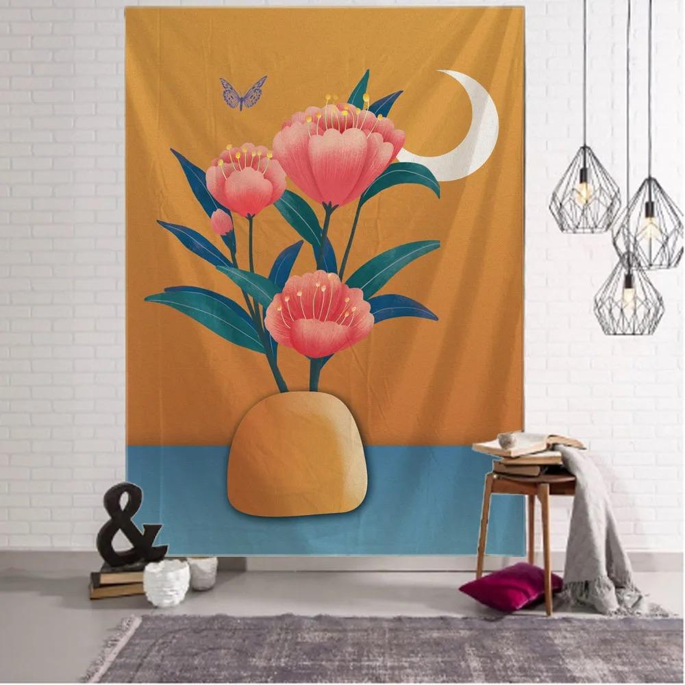 Abstract Character Plant Flower Tapestry Office Living Room Tapestry Home Wall Decoration Tapestry