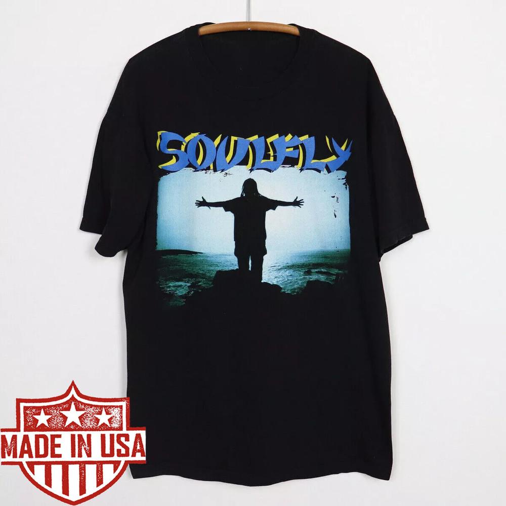 Винтажная черная хлопковая футболка Soulfly с коротким рукавом 1998 года, унисекс, все размеры S