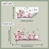 Rose Flower Butterfly Tea Wall Decals Pink Tea Set Wall Stickers for Dinning Room Kitchen