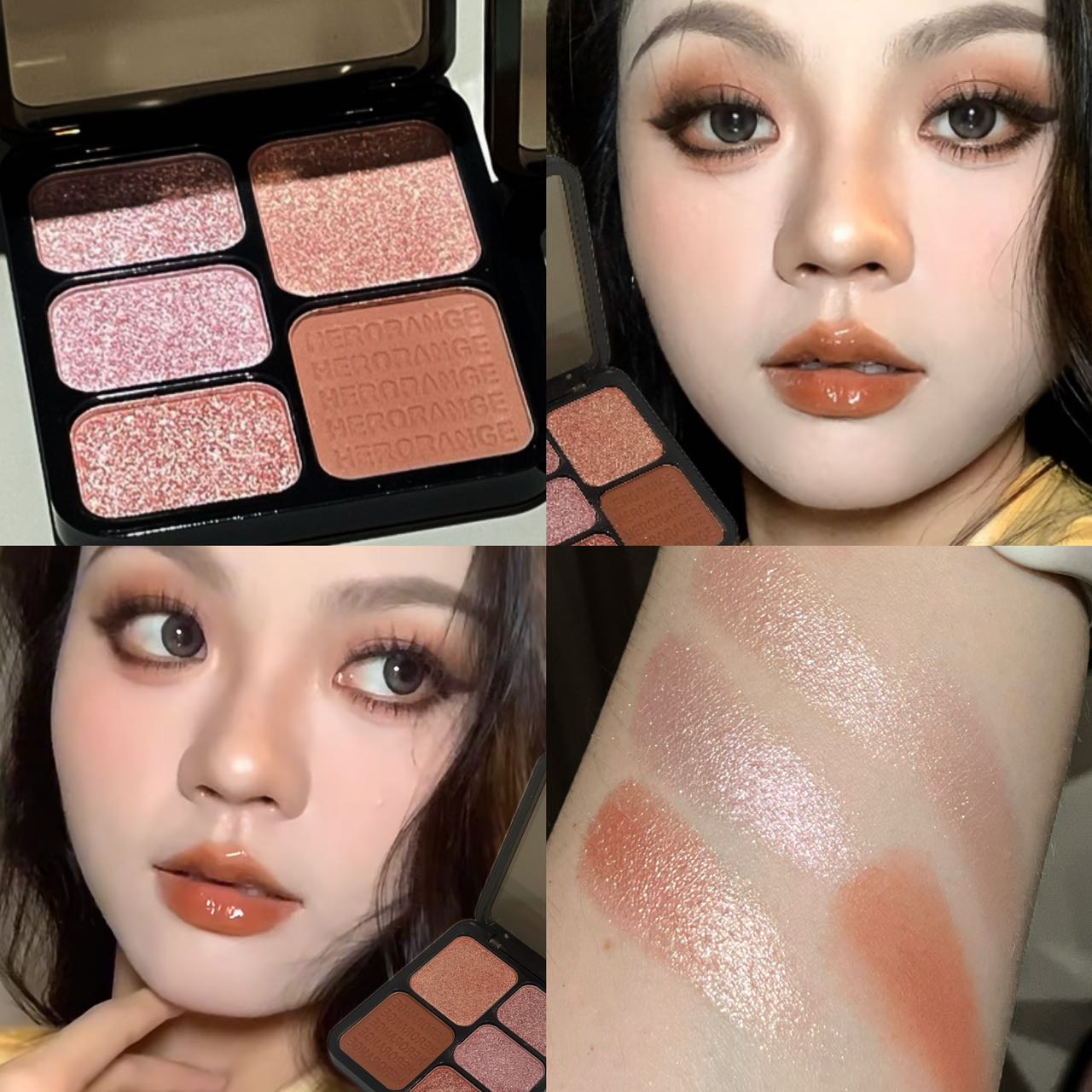 Herorange Vijfkleurige Oogschaduw Palet Mat Glanzend Glitter Gelaagde Looks Dagelijkse Make-up