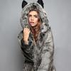 European and American fur coat women's medium and long rabbit ears cartoon bear artificial fur Halloween hooded costume