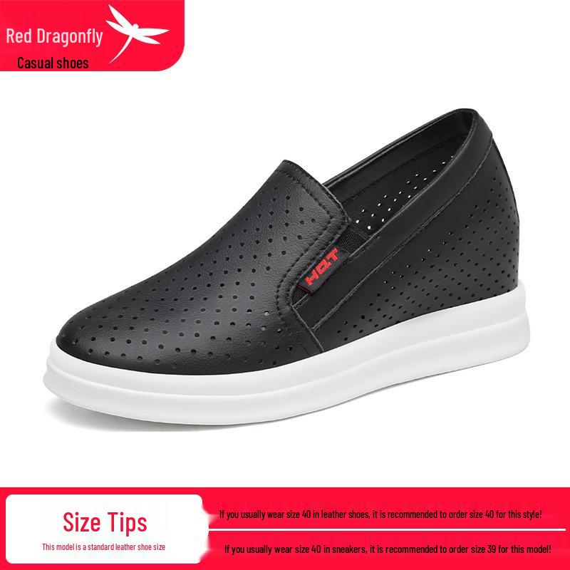 Red Dragonfly Women s Slip-on Hollow Loafers: Breathable, Height-Boosting Summer Casual Shoes 38