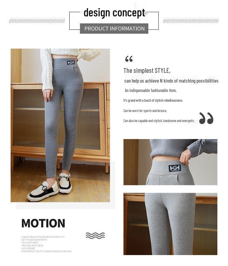 HG Damen Hohe Taille Lammwoll Samt Verdickt Schlankmachend Winter Baumwollhose