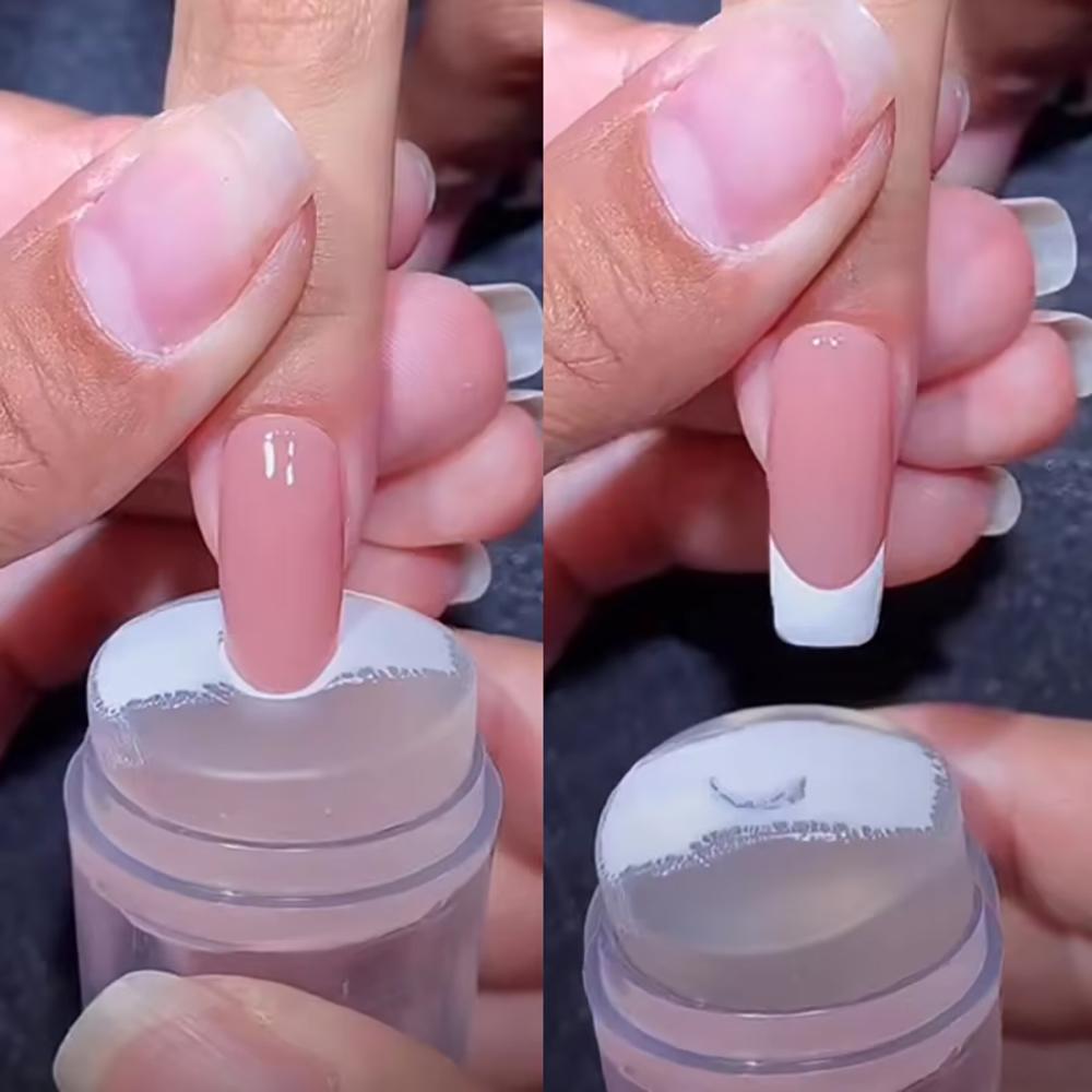1Pcs Transparent Silicone Nail Art Stamping Kit With Scraper French Tip Nail Stamp Stencil Tools DIY French Jelly Silicone Print