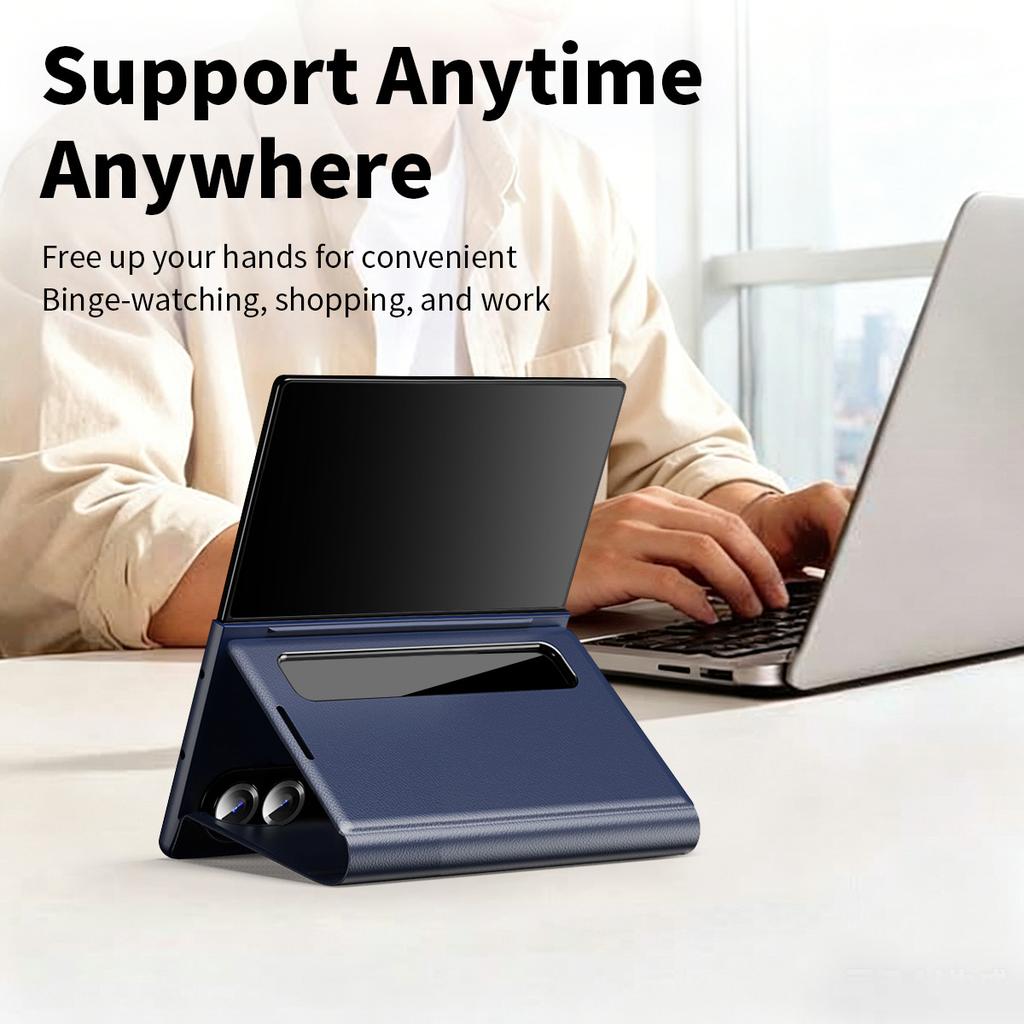 For Samsung Galaxy Z Fold 8 Ultra Z Fold 8 7 6 5 4 Flip PU Leather Smart Display Shockproof Case With Window View Touch Fundas