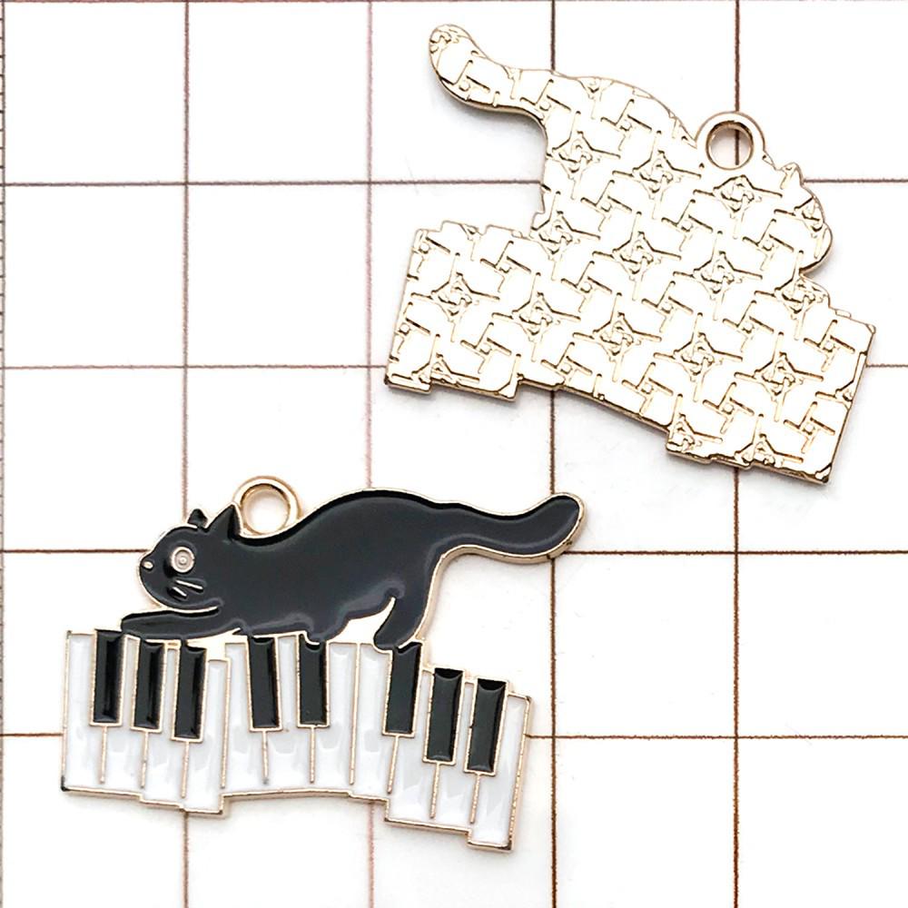 Set of 10 Black & White Enamel Cartoon Cat Music Note Charms for DIY Jewelry