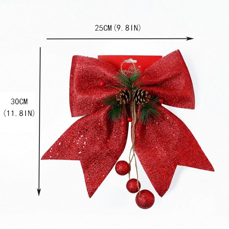 1PC 25X30cm Christmas Bow Hanging Bowknot Pendant Xmas Tree DIY Decoration For Wedding Party Decoration New Year Gift Bow Crafts