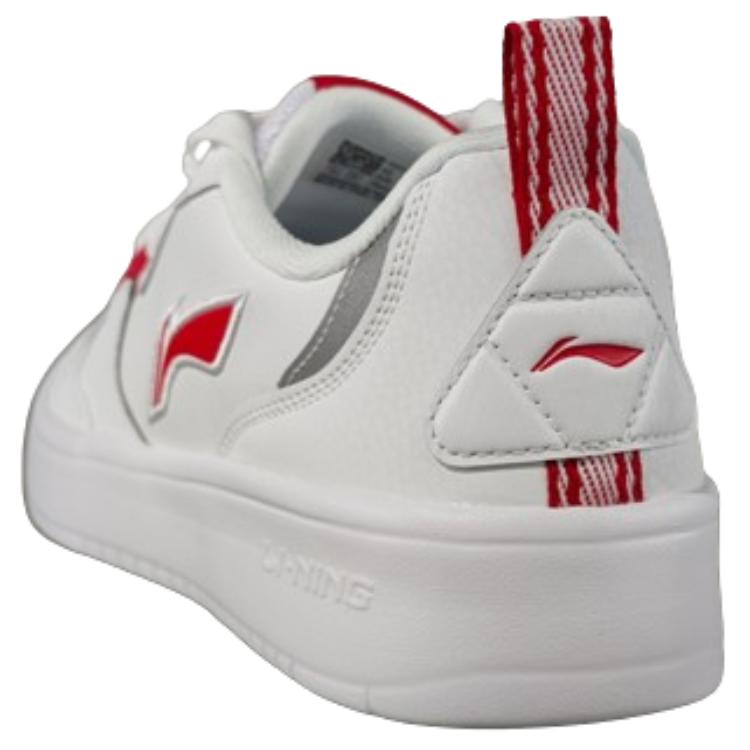 Li-Ning Bequeme Einfache Rutschfeste Verschleißfeste Stoßdämpfende Low-Top Skateschuhe Herren Sneaker Weiß Rot AGCU543-3