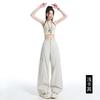 American light gray overalls women's 1116 summer new loose and thin sports quick-drying casual wide-leg pants