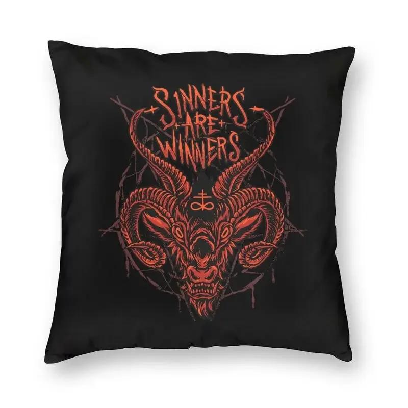 Teufelsziege Satan Skelett Druckmuster Kissenbezug für Zuhause Wohnzimmer Sofa Autodekoration Wurfkissen