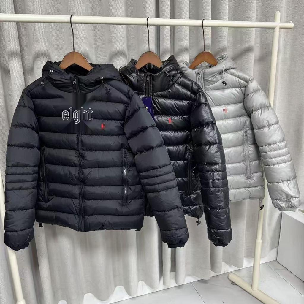 Ra La Klassische bestickte Polo-Pferd-Logo Kapuzen-Leichtbaumwolljacke