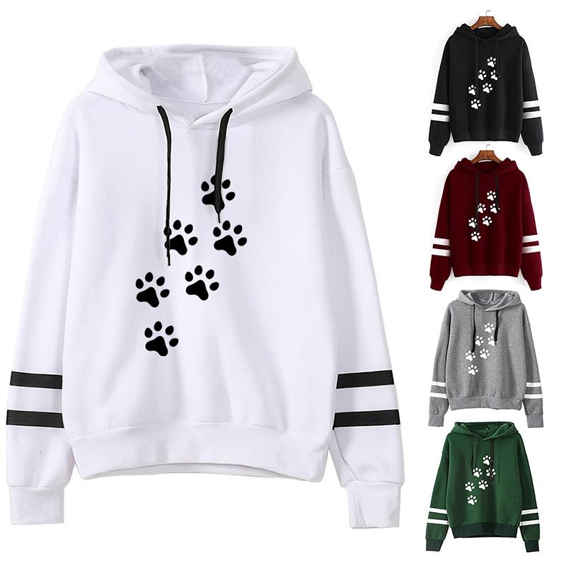Sudadera con capucha de moda femenina de otoño/invierno Suéter suelto  casual suéter suelto de manga larga estampado de pata de gato tamaño de  sudadera con capucha para adolescentes comprar a buen precio —
