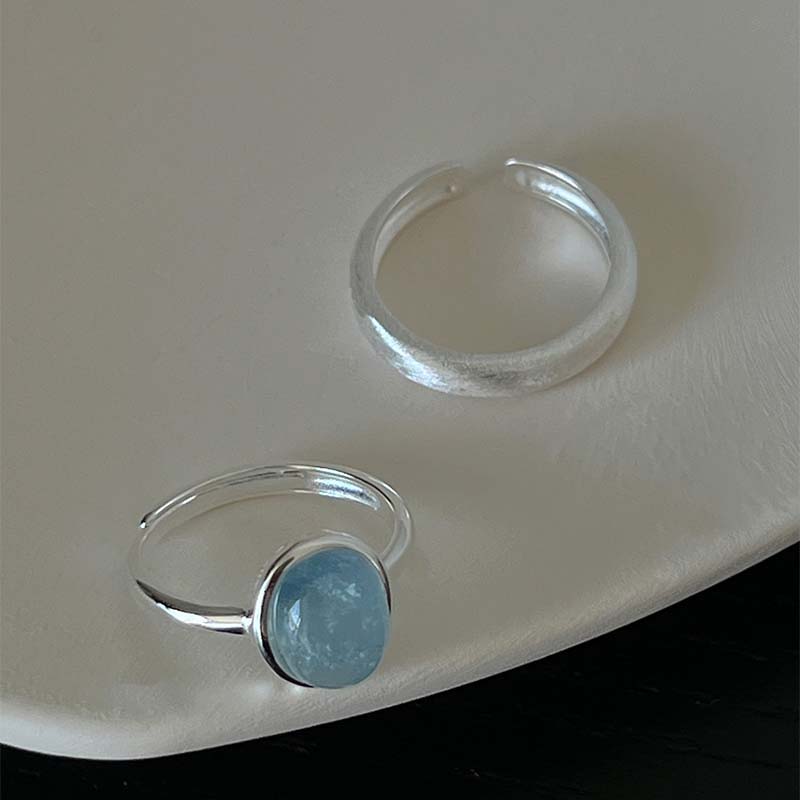 Bohemian Retro Opal Rings for Women Curved Matte Metal Beaded Ring Personality Index Finger Jewelry Accessories Gift