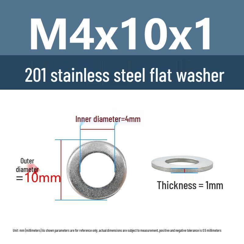 Yigu Yigu 201 Stainless Steel Flat Washer, Enlarged and Thickened Round Metal Screw Washer