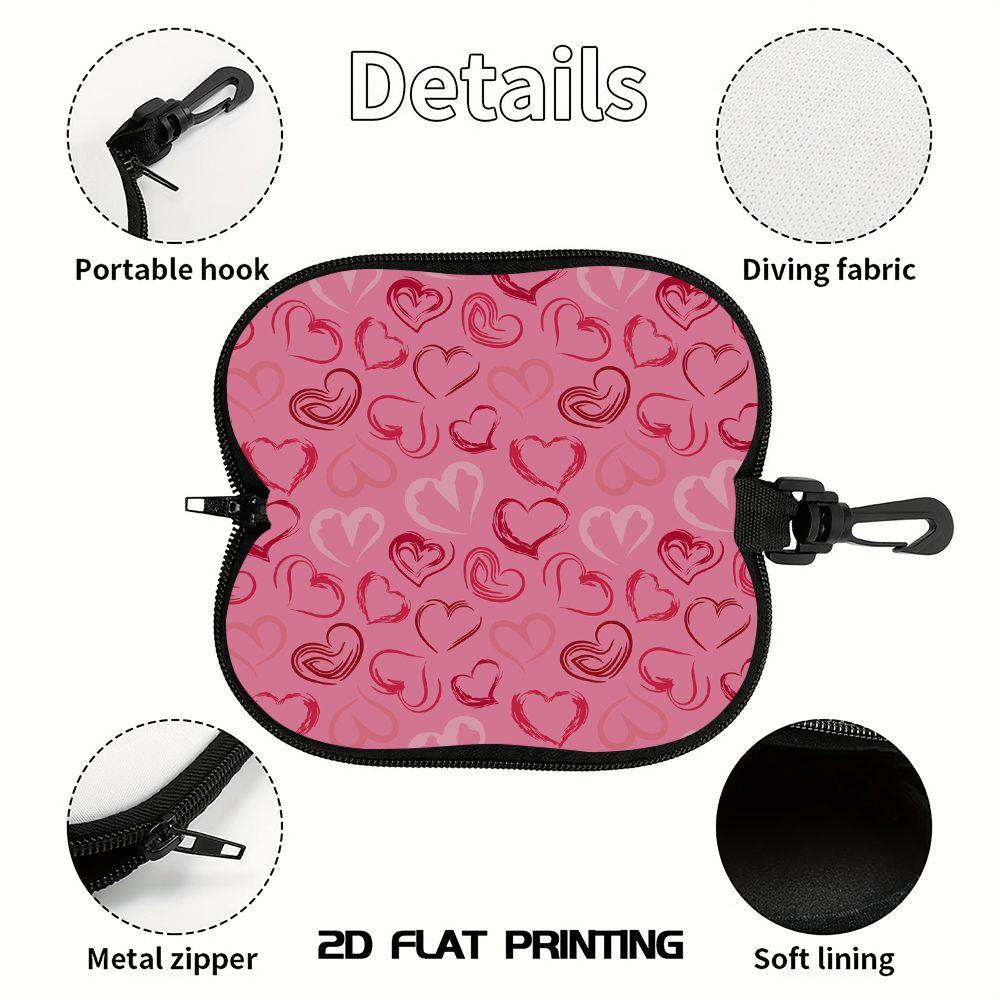 Pink Heart Pattern Soft Eyeglasses Sunglasses Case, Portable Lightweight Fabric Pouch for Spectacles, Protective Storage Bag for Daily Travel Gift