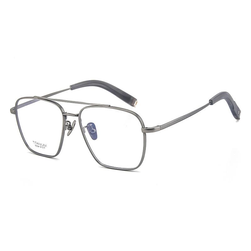 

American Design Replica Pure Titanium Double Bridge Glasses Retro Lightweight Large Frame Men 150mm Width Big Face Eyeglasses Demo Lens темно-сірий