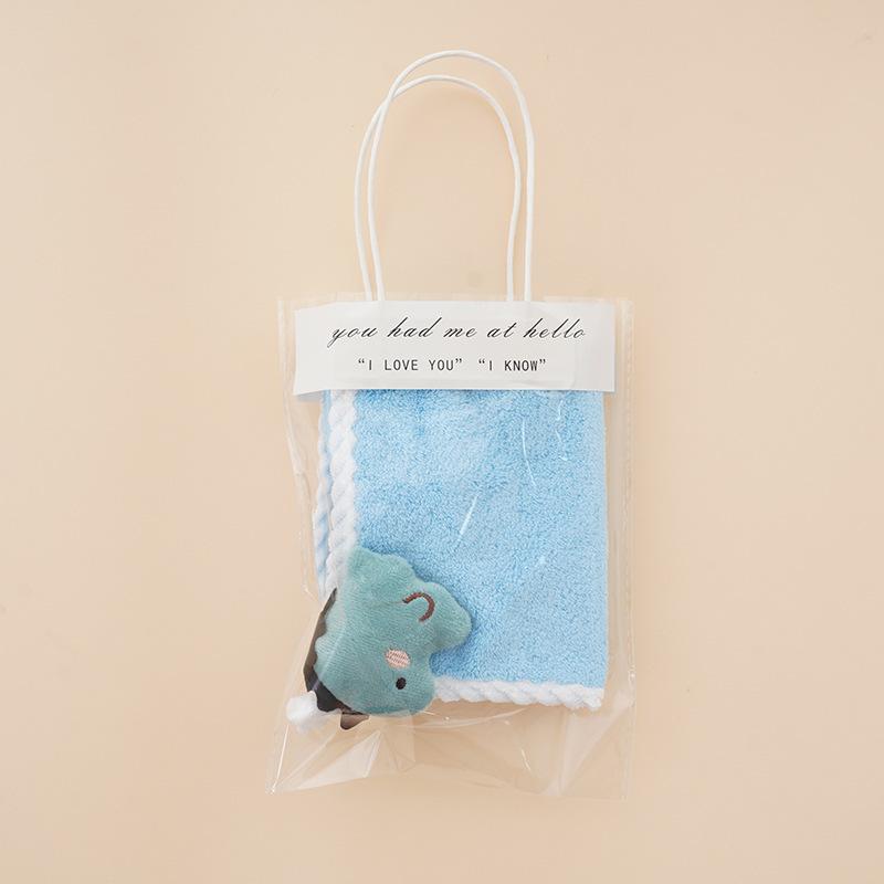 Kindergarten cartoon doll hand towel coral fleece thickened soft absorbent square towel kitchen hanging children's hair