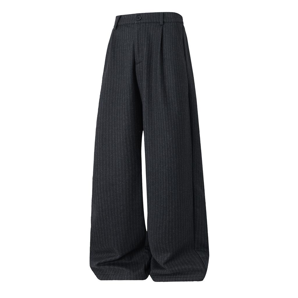 | Imitation woolen texture drape pants men's autumn heavy loose casual pants retro vertical striped long pants