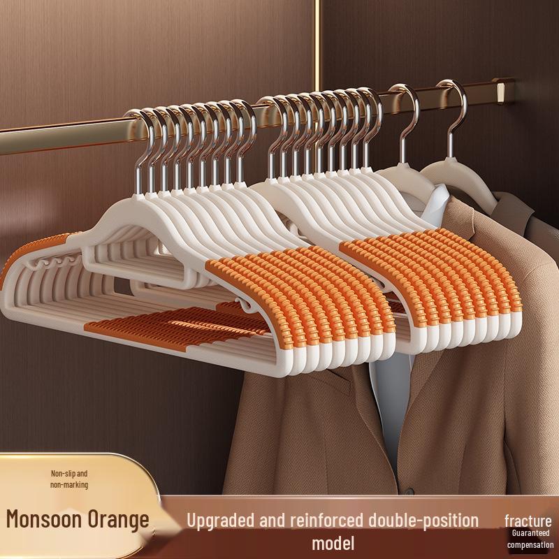 Dual-Position Non-Slip Collar-Protecting Plastic Drying Rack and Clothes Hanger for Home & Dorm Storage