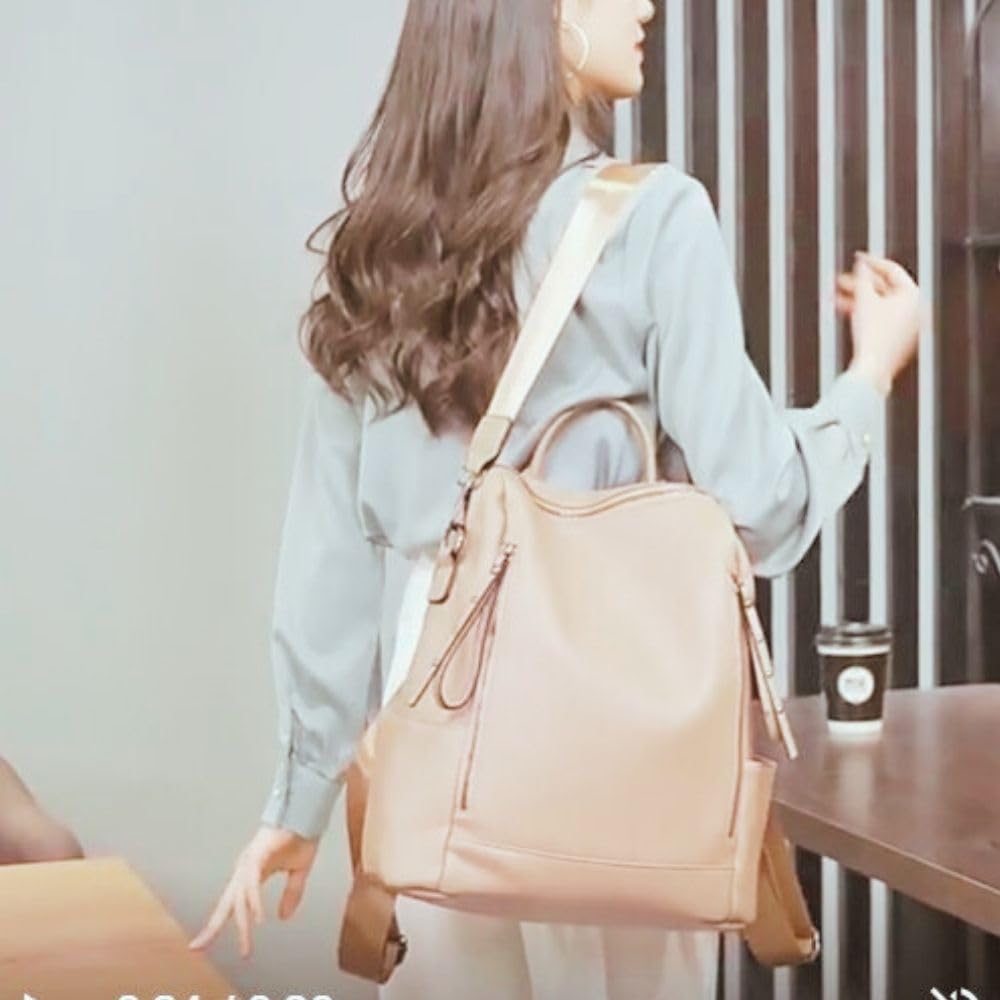 Homarina Women's 2-Way Shoulder Bag Backpack, PU Leather, A4 Size, Lightweight, Business Backpack, Perfect for Commuting, School, and Casual Use