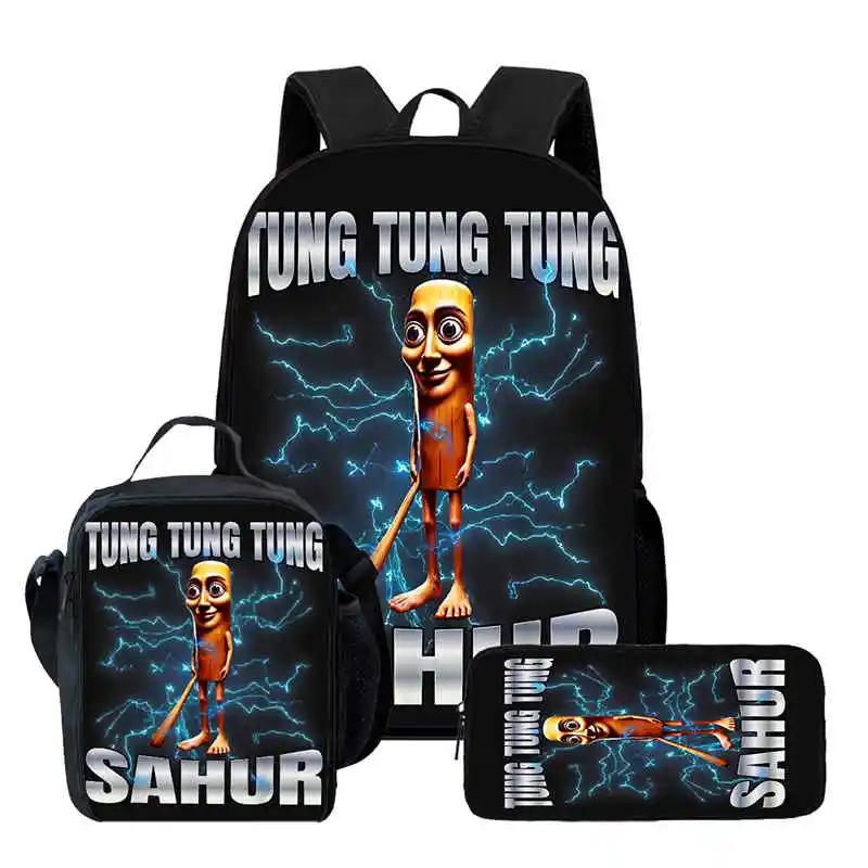 Zaino Scolastico per Bambini Cartoon Brain Rot Con Buste Pranzo Astucci Per,Zaini Scolastici Leggeri per Bambini