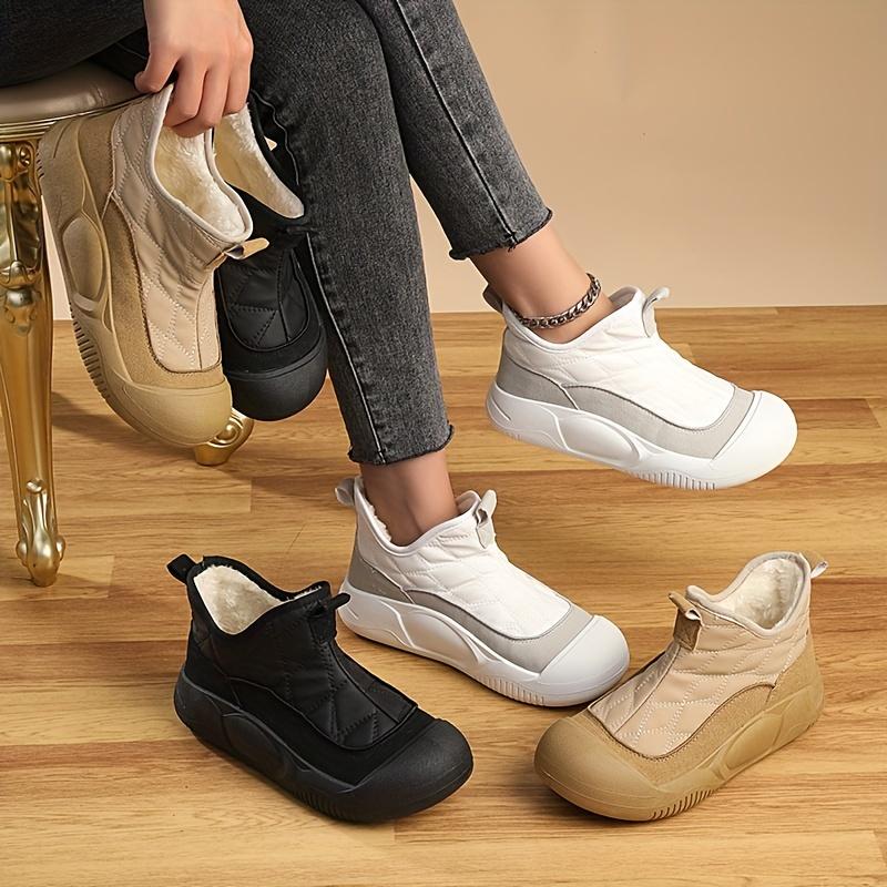 Women's Fleece and Thickened Snow Boots, Casual Anti-slip Ankle Boots