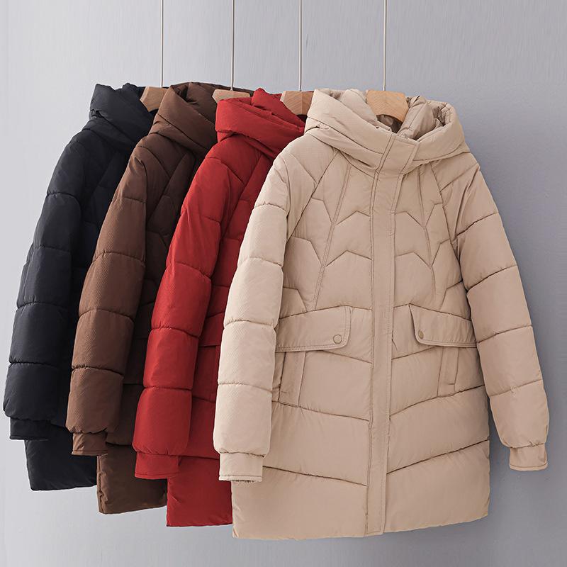 New winter down cotton jacket women's long large loose cotton jacket warm cotton-padded jacket thickened