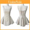 Französisches gepunktetes Sommerkleid für Mädchen, lässig, A-Linie, ärmellos, hohe Taille, mit 3D-Verzierungen