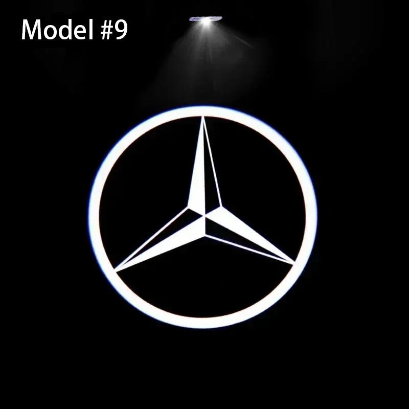 2Pc LED Car Styling Welcome Door Lights Emblem Accessory For Mercedes Benz AMG W205 C300 W203 W206 W108 W124 W126 W140 W168 W169